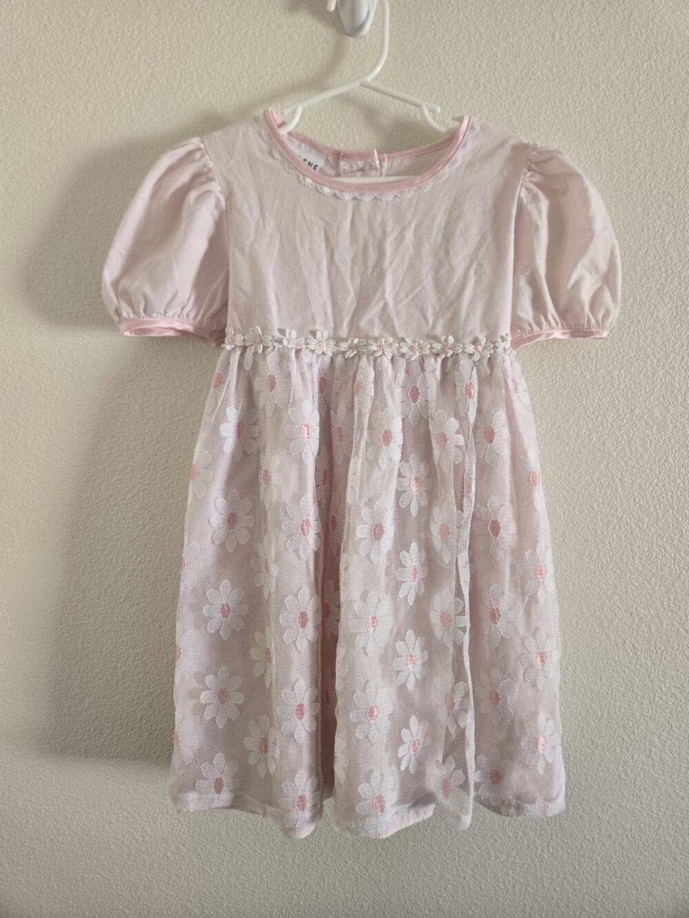 Vintage Jo Lene Pink Floral Lace Girls Dress Size 6x Tea Party Cottage Prairie